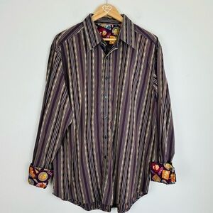 Robert Graham button up long sleeve shirt w/retro cocktail contrast print. XL